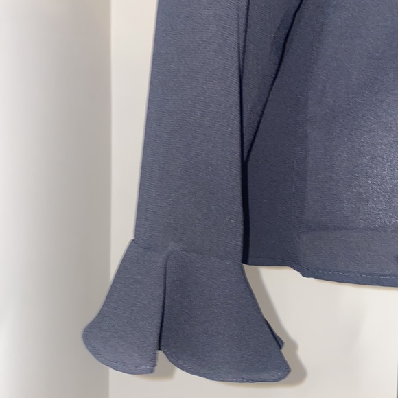 Karen Scott blouse black button down ruffled lightweight Size Small petite - Picture 5 of 9